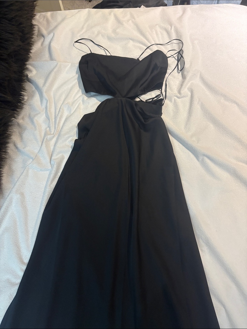 Abercrombie & Fitch Black Midi Dress with Cutout and Spaghetti Straps